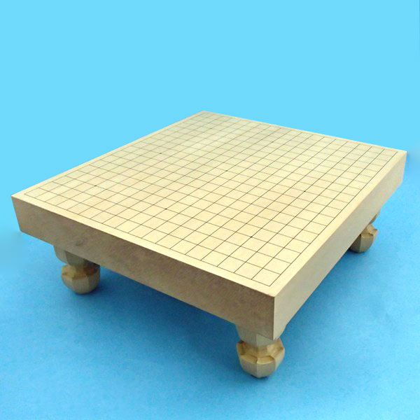 囲碁セット 新桂2寸足付碁盤とガラス碁石竹（約9mm厚）と木目調P碁笥